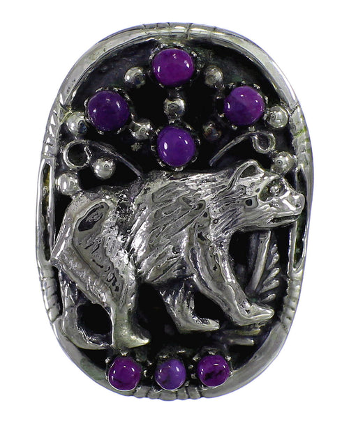 Sterling Silver Magenta Turquoise Bear Ring Size 6-1/4 RX88862